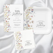 50e verjaardag Waterverf Wildflowers Floral Kaart