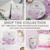 Waterverf Roze Magnolia 50ste verjaardag Kaart
