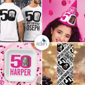 Kijk eens wie 50 foto's heet roze wit is ronde button 3,2 cm