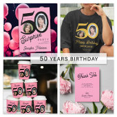 Moderne roze en zwarte verjaardag bedankkaart