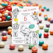 Uitnodiging 5e verjaardag met grappig schattig die