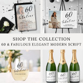 60 and Fabulous Sixtieth Birthday Elegant Script Etiket