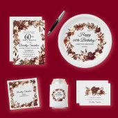 Bourgogne Mauve Ivoor Herfst 60e Verjaardag Flat Bedankkaart