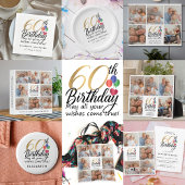 60th Birthday Picture Collage Script Typography Fotoblokken