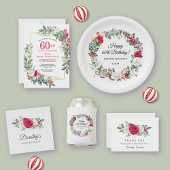 Winter Botanisch Roos 60ste verjaardag Dank u Ronde Sticker