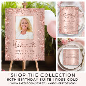 Chique Script Roos Gold Glitter Foto 60e Verjaarda Spandoek