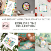 60e verjaardag Waterverf geometrisch patroon Papieren Bordje