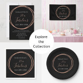 70e Verjaardag Zwart Roos Gouden Verjaardag Party Papieren Bordje