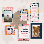 70s Retro Groovy pastel roze blauw Kaart