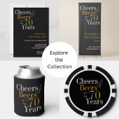 70e verjaardag Proost en bier Black Gold Party Ronde Sticker