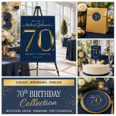 Solid Gold Tekst Navy Blue Classy 70ste verjaardag Kaart