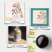 70e verjaardag Bloemengoud Folie Uitnodiging