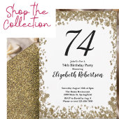 Elegant 74th Birthday Invitation With Gold Sequins Kaart