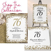Elegant Gold Surprise 76th Birthday Invitation Kaart