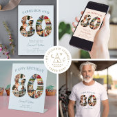 80e verjaardag fotocollage Elegant en tijdloos Servet