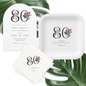 80th Birthday Cheers with Name Tropical Floral Papieren Bekers