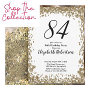 Elegant Gold Surprise 84th Birthday Invitation Kaart