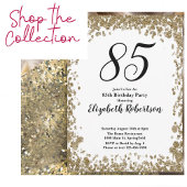 Elegant 85th Birthday Invitation For Her in Gold Kaart