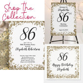 Elegant 86th Birthday Invitation For Her in Gold Kaart