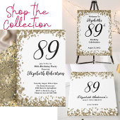 Elegant 89th Birthday Invitation For Her in Gold Kaart
