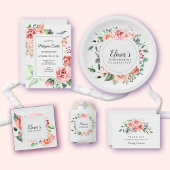 Roze Rose Bloemen 90ste Verjaardag Dank u Kartonnen Onderzetters