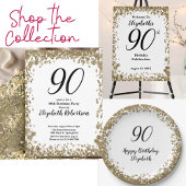 Elegant Gold Surprise 90th Birthday Invitation Kaart