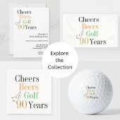 90e verjaardag Golf Cheers Beers Minimal Party Kaart