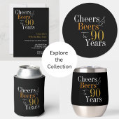 90e verjaardag Cheers en bieren Party Black Gold Blikjeskoeler