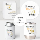 90e verjaardag Cheers and Beers Minimal Party Ronde Sticker