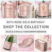 Chic Roos Gold Glitter Happy 90th Birthday Script Spandoek