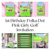 Gelukkige 1e Verjaardag Polka Dot Pink Girly Golf Ronde Button 3,2 Cm