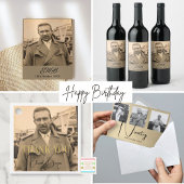 Mannelijke verjaardag Elegant Monogram Foto Blikjeskoeler