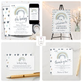 Blue Boho Rainbow-boeken voor Baby-invoegbehuizing Informatiekaartje