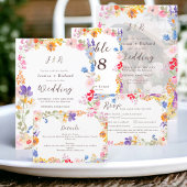 Moderne tuin wilde bloemen script baby shower kaart