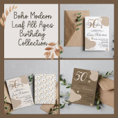 Boho modern blad alle leeftijden verjaardag kartonnen onderzetters