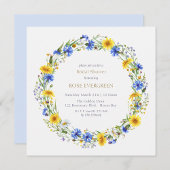 Blauw Geel Lavendel Wilde Bloemenkrans Sticker