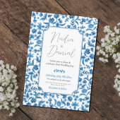 Bewaar de datum Chintz Blauw & Wit Bloemen Ditsy Save The Date