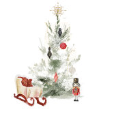 Nutcracker en kerstboomboom waterverf schattige ki kaart