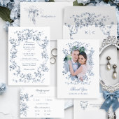  French Blue Flowers & Ribbons Wedding Welcome Acryl Bord