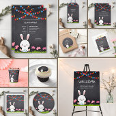 Schattige Wit Krijtbord Bunny Baby shower Informatiekaartje