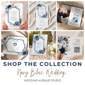 Foto Dusty Blue en Navy Floral Elegant Bruiloft Save The Date