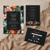 Dutch Florals op Black Vintage huwelijksprogramma Programmakaart (Personaliseer de collectie van deze zelfstandige maker.)