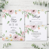Chic Script Elegante Pastel Pioen Huwelijksreactie RSVP Kaartje (Personaliseer de collectie van deze zelfstandige maker.)