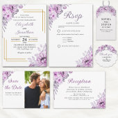 Elegant Purple Floral Wedding Party Kaart