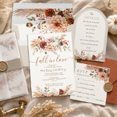 Boho Herfst Glitter Menu Bruiloft Kaart