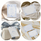  Classic French Blue White Floral Wedding  Kaart