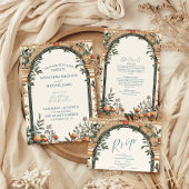 Geïllustreerde mediterrane bruiloft save the date