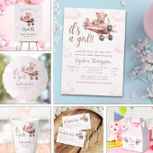 It's a Baby Girl, Pink Bear Party Bedankkaart