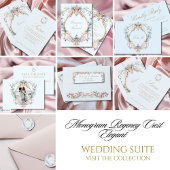 Monogram Regency Crest Elegant Blauw Ronde Sticker