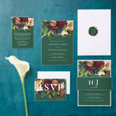 Moody smaragdgroene winter bloemenbruiloft kartonnen onderzetters (Personaliseer de collectie van deze zelfstandige maker.)